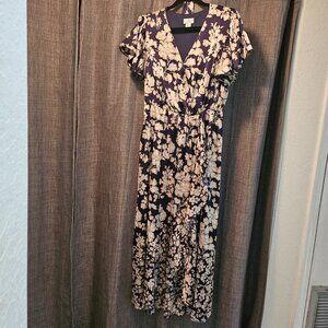 Navy floral midi dress size L